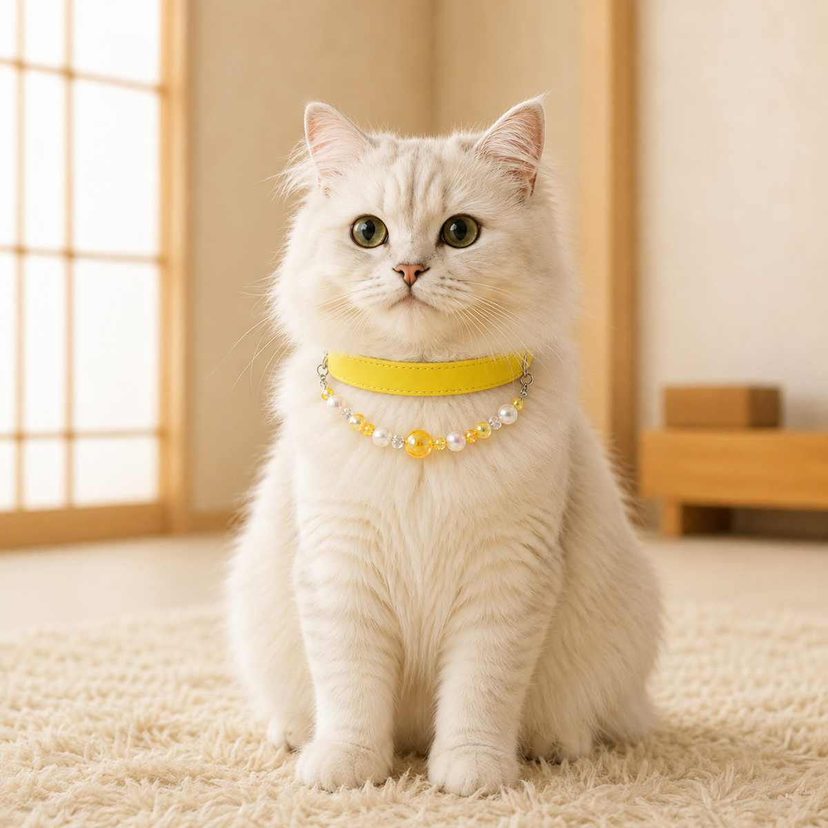 パール＆クリスタル風ビーズ ペット用首輪｜犬・猫用・全10色