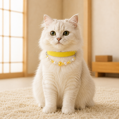 パール＆クリスタル風ビーズ ペット用首輪｜犬・猫用・全10色